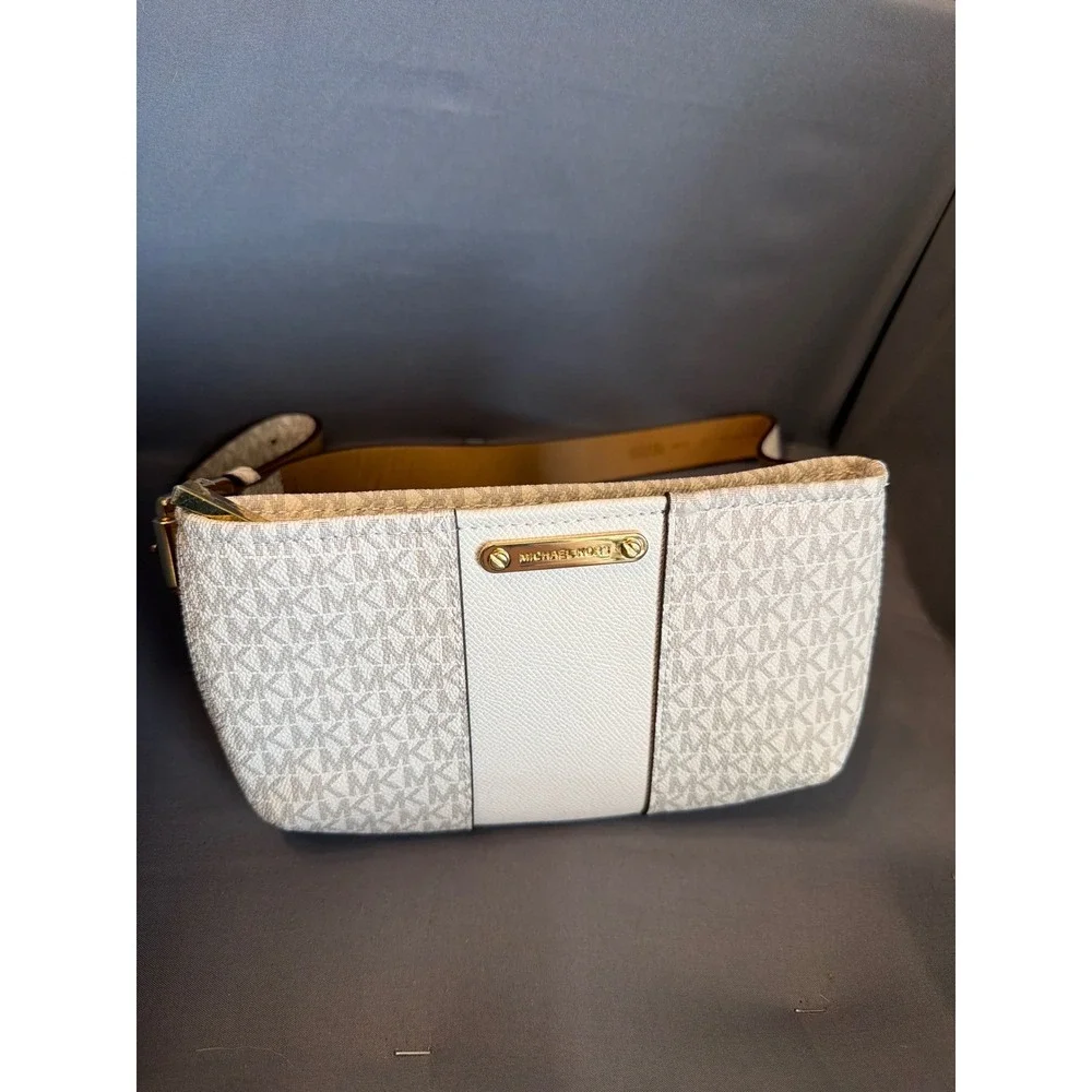 Michael Kors Vanilla Monogram MK Logo Belt Bag Fanny Pack